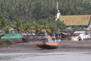 Fishing boat aground
